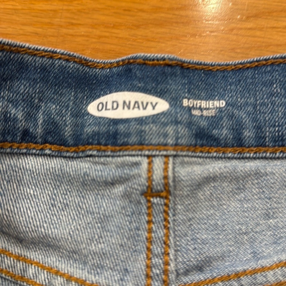 Old Navy Blue Distressed Jean Shorts with Frayed Hem - Picture 2 of 10